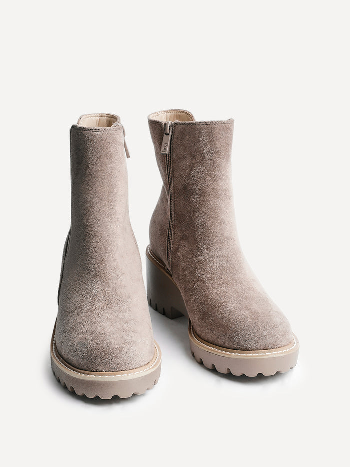 Attend Taupe Wedged Ankle Boots