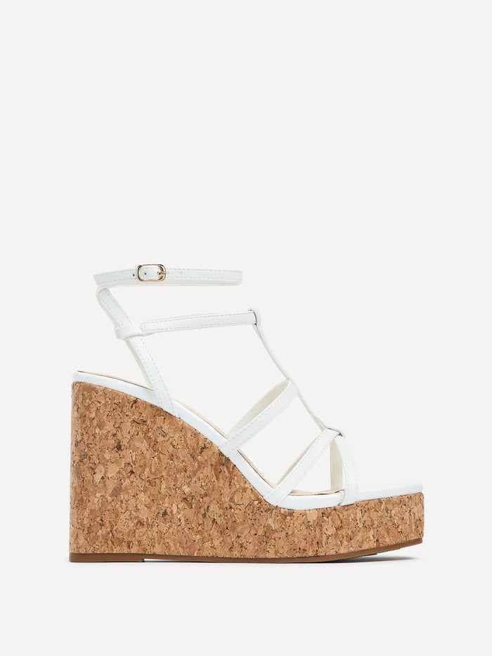 Barbados White Strappy Wedges