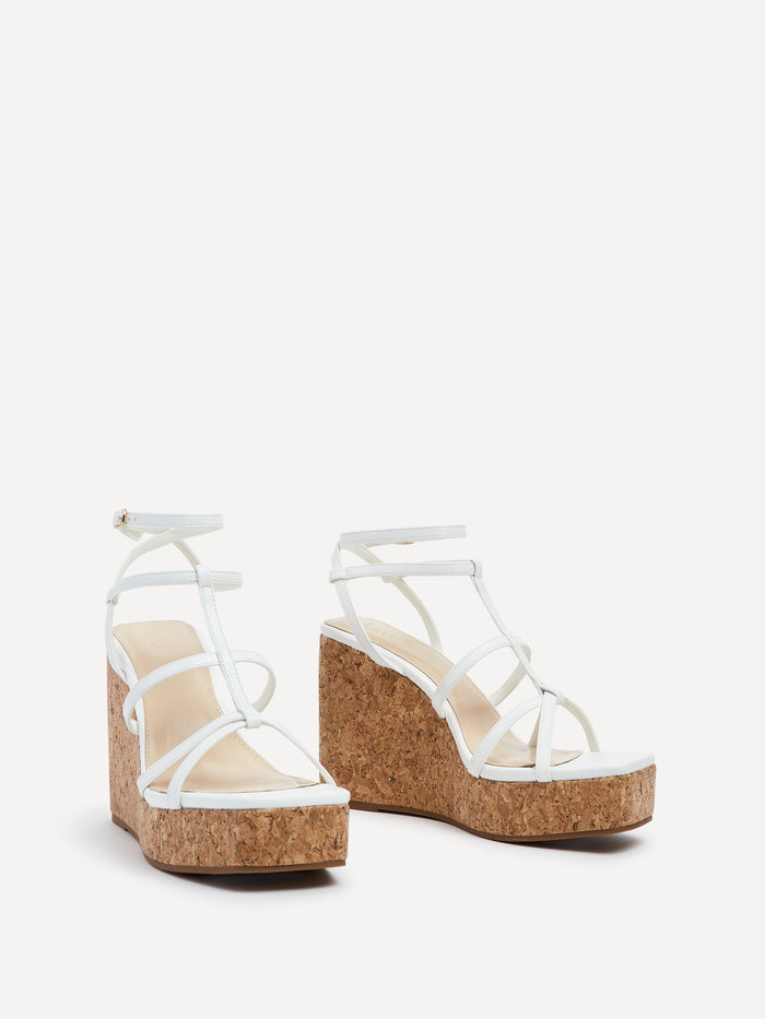 Barbados White Strappy Wedges