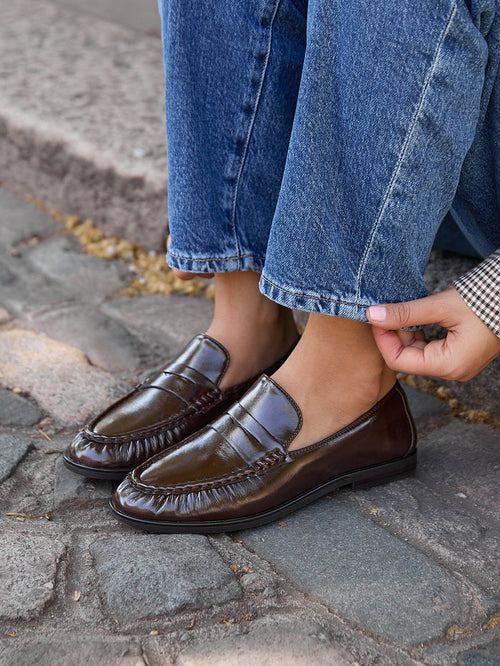 Belmont Brown High Shine Faux Leather Loafers