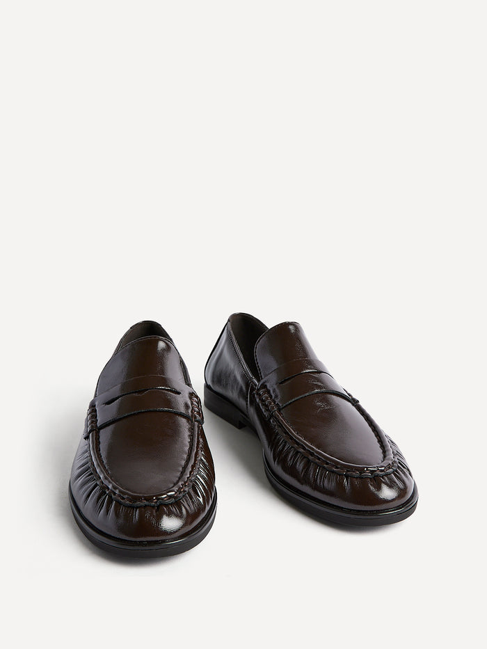 Belmont Brown High Shine Faux Leather Loafers