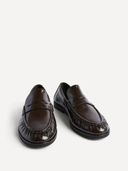 Belmont Brown High Shine Faux Leather Loafers