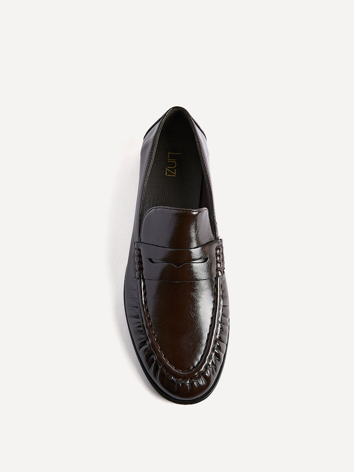 Belmont Brown High Shine Faux Leather Loafers
