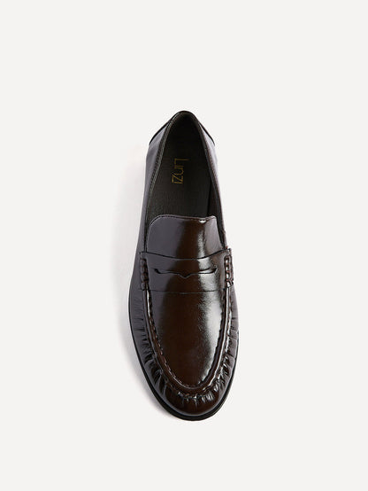 Belmont Brown High Shine Faux Leather Loafers