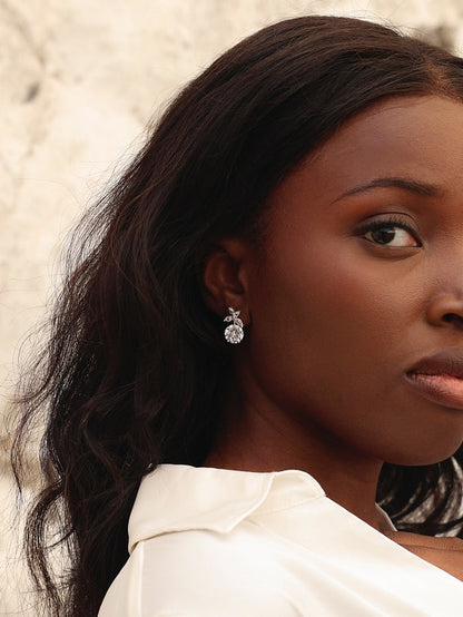 Bloom Silver Crystal Drop Earrings