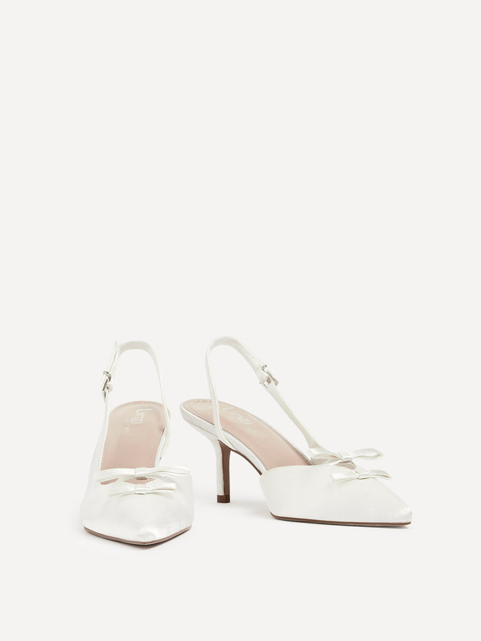 Bound Bridal Ivory Satin Bow Heels