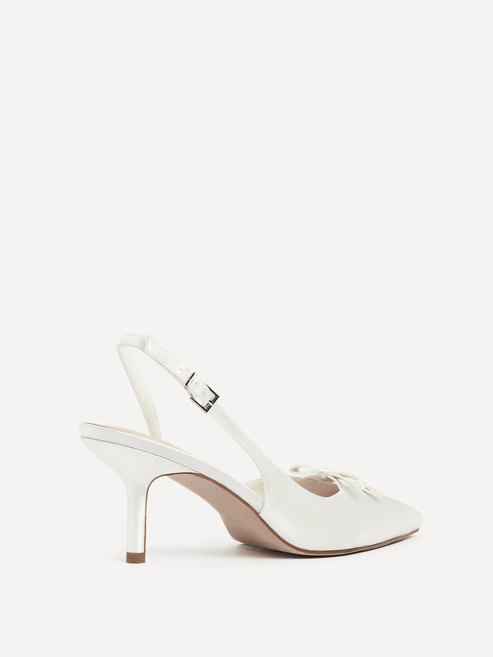 Bound Bridal Ivory Satin Bow Heels