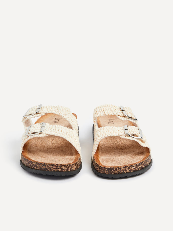 Brianna Beige Flat Sandals