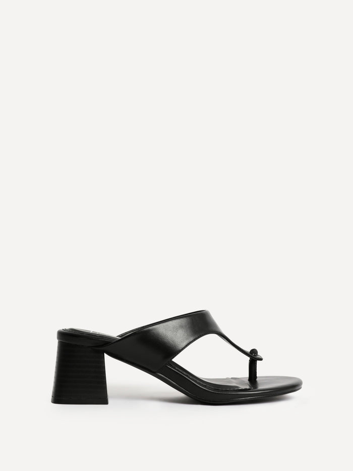 Briar Black Toe Post Mule Heels