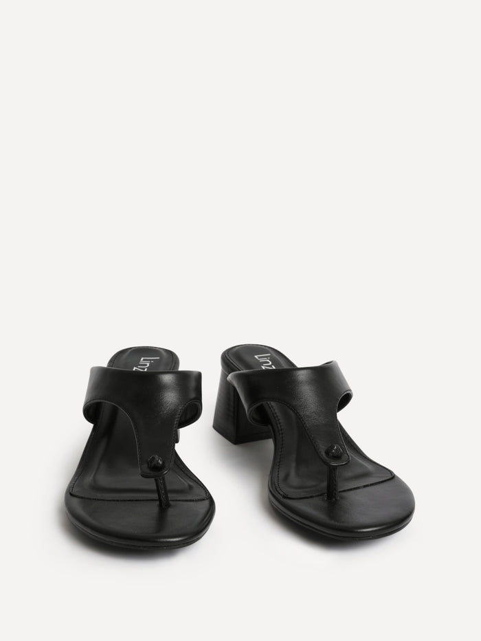 Briar Black Toe Post Mule Heels