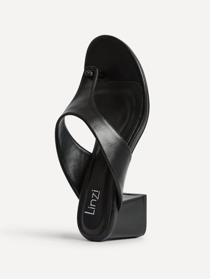 Briar Black Toe Post Mule Heels