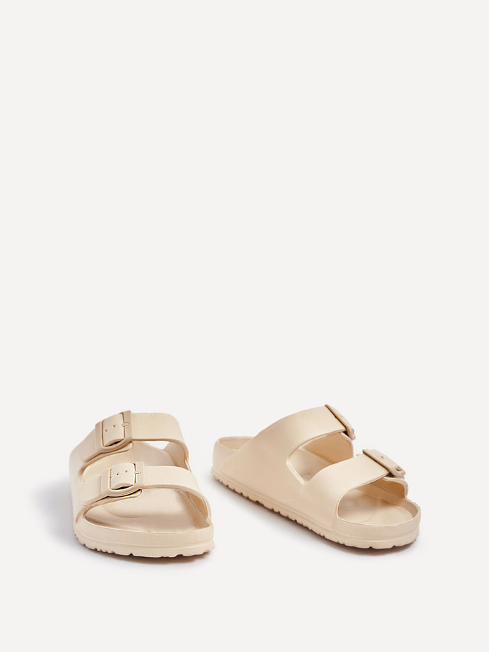 Candice Nude Slip On Slider Sandals