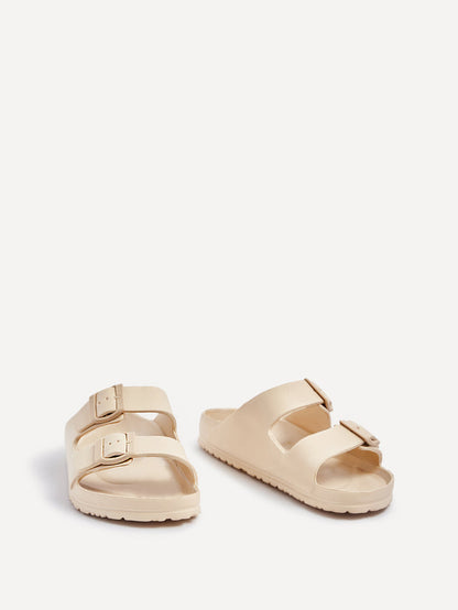 Candice Nude Slip On Slider Sandals