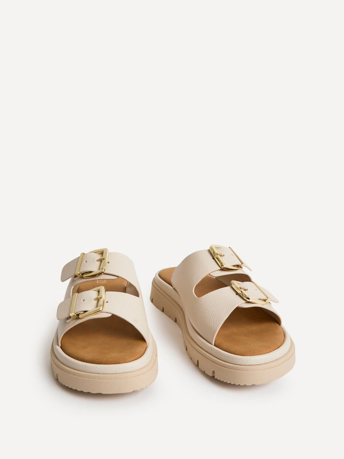 Capture Nude Double Buckle Flat Sandals