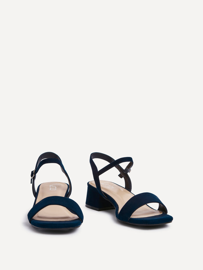 Carlie Wide Fit Navy Faux Suede Low Heels
