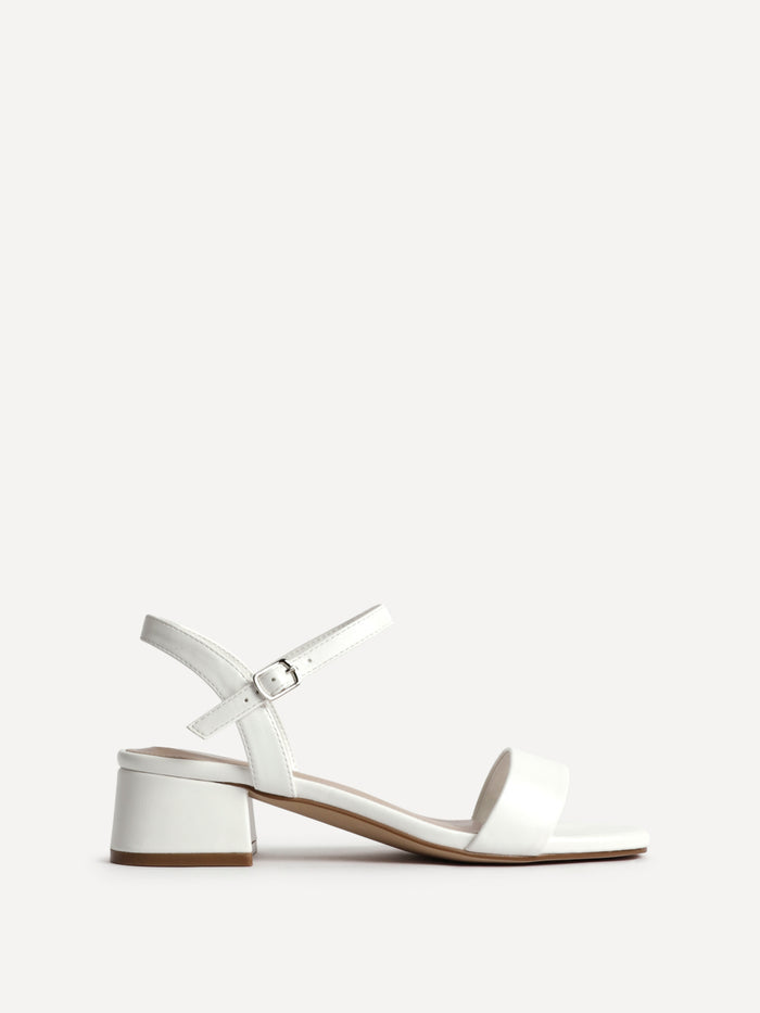 Carlie Wide Fit White Faux Leather Low Heels