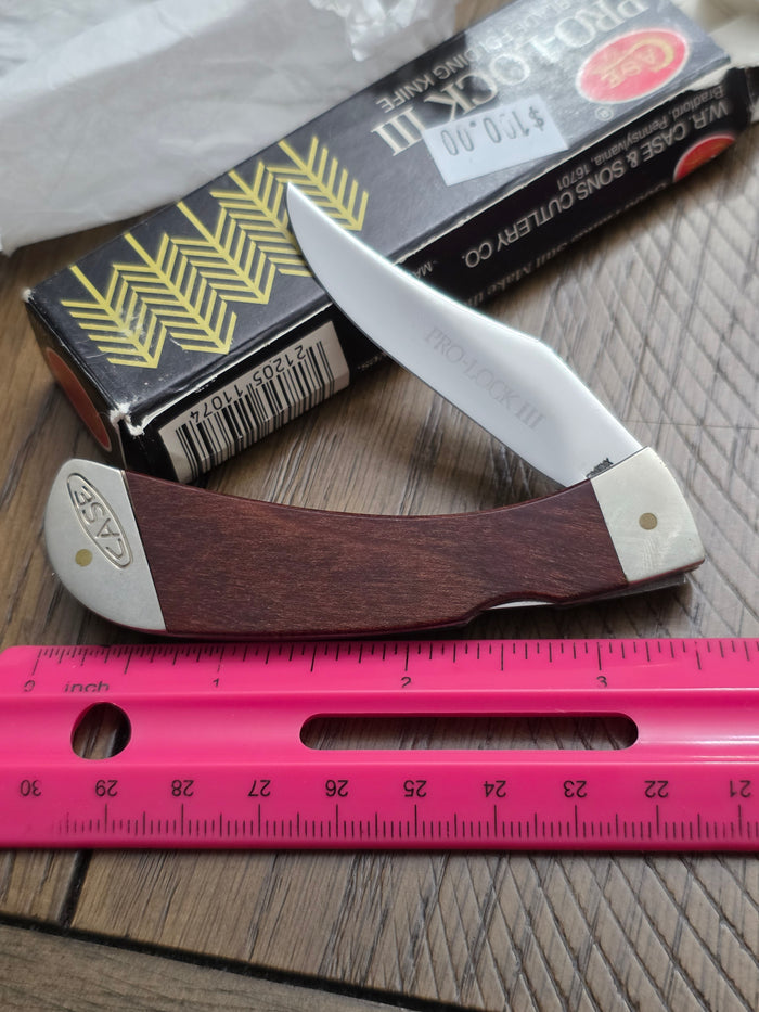 Case XX Pro-Lock III with smooth wooden handles New Grind Blade New with Original Box