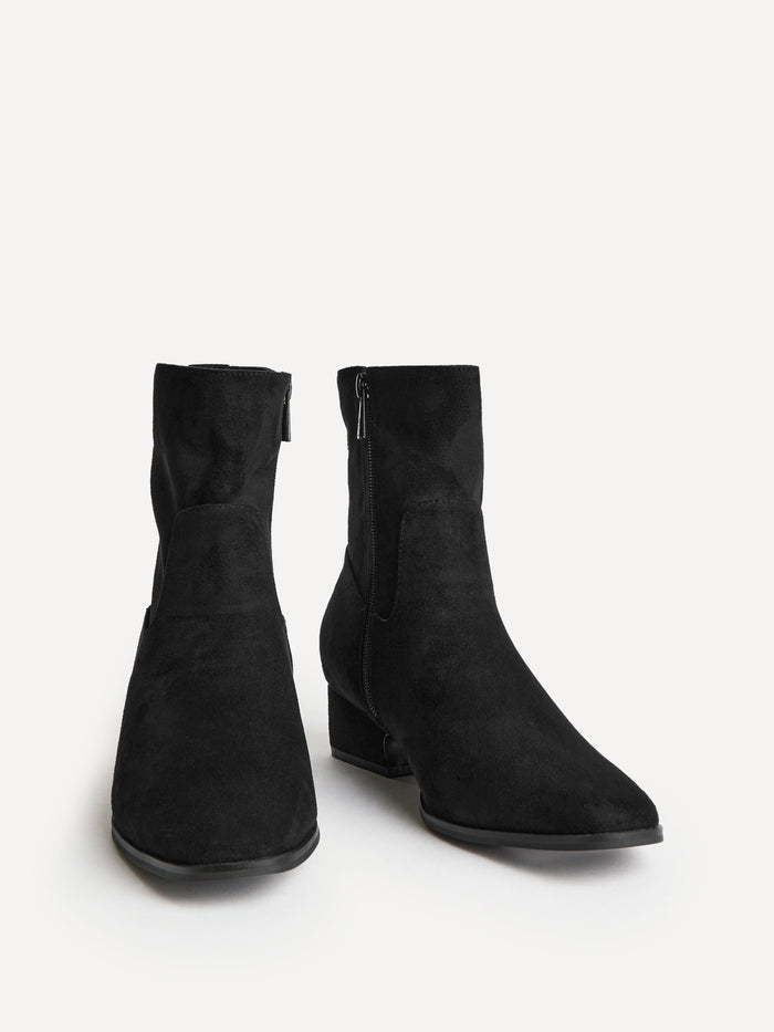 Chalet Black Faux Suede Ankle Boots