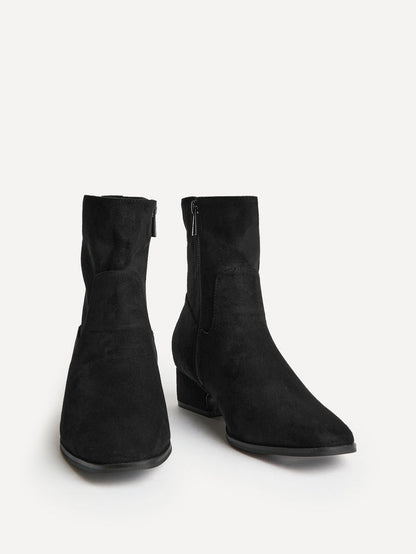 Chalet Black Faux Suede Ankle Boots
