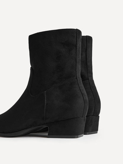 Chalet Black Faux Suede Ankle Boots
