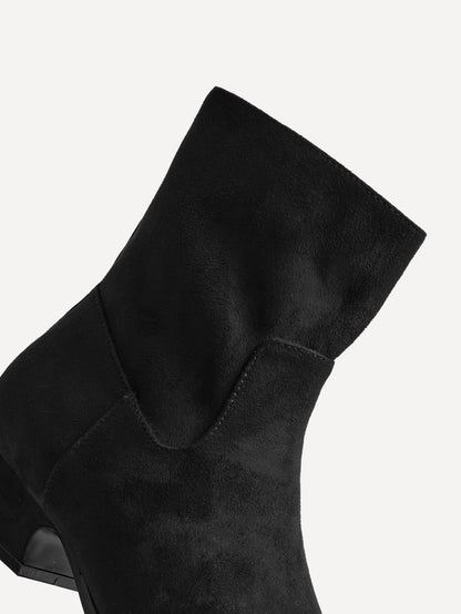 Chalet Black Faux Suede Ankle Boots
