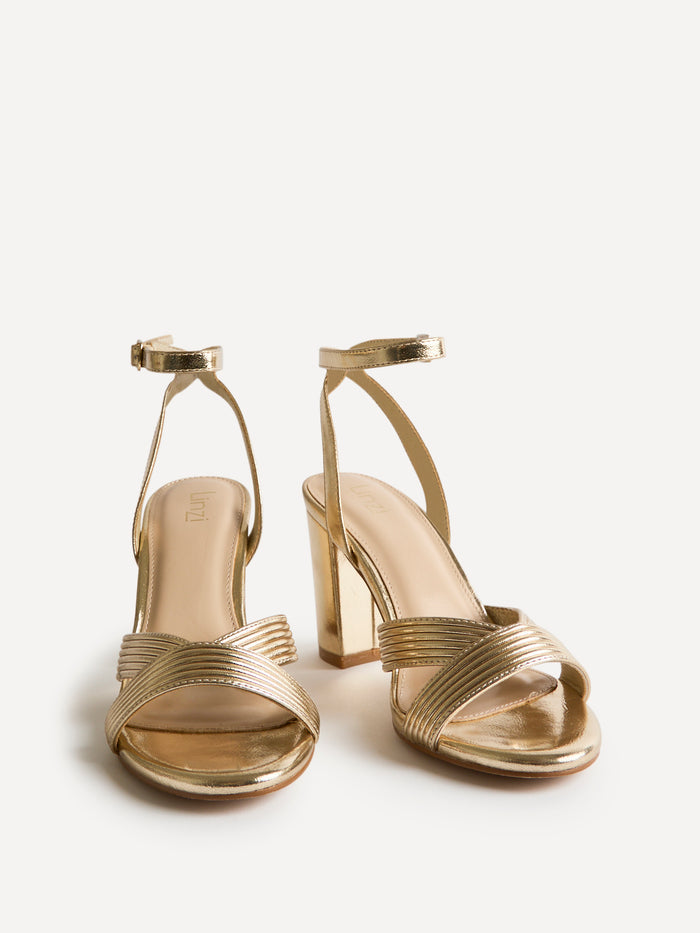 City Gold Faux Leather Heeled Sandals