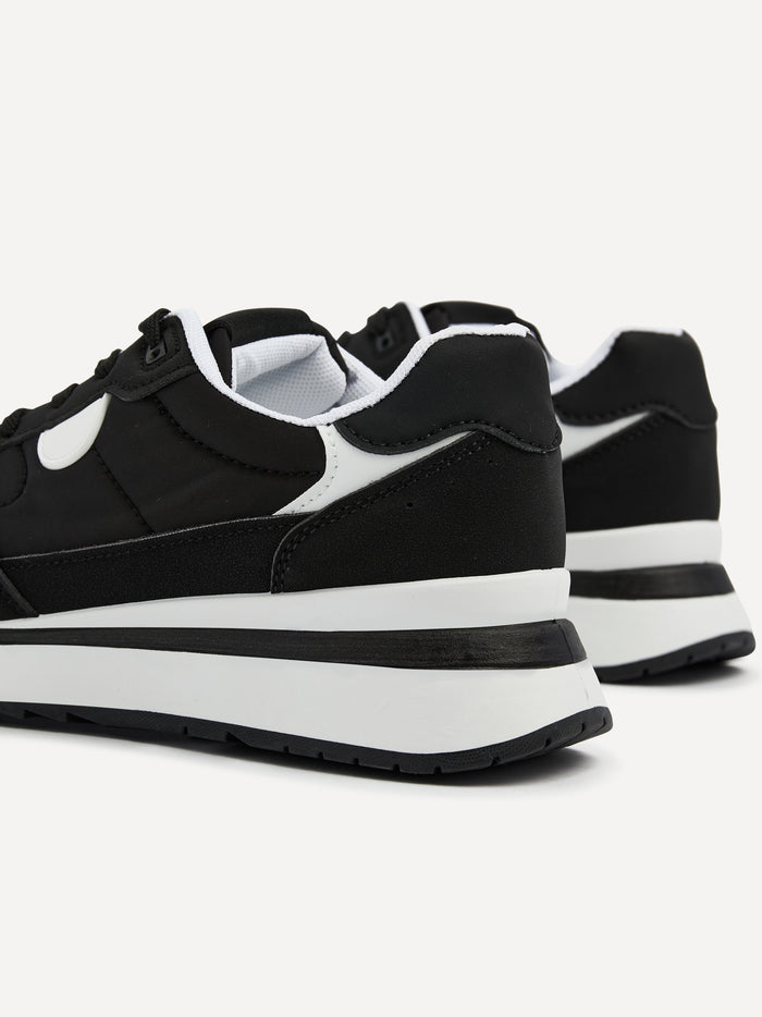 Clapham Black Wedged Trainers