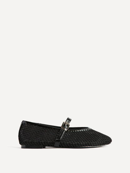 Clara Black Mesh Mary Jane Pumps