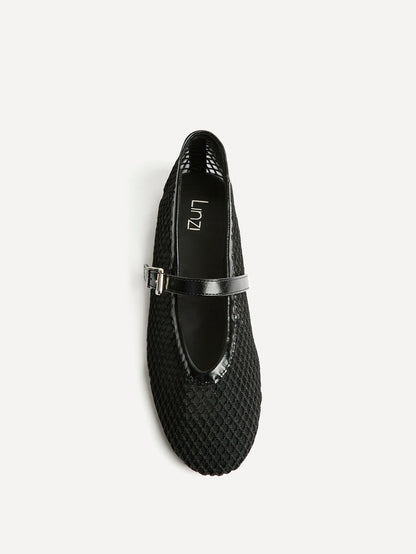 Clara Black Mesh Mary Jane Pumps