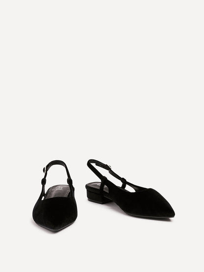 Clasica Black Velvet Pointed Toe Ballet Flats