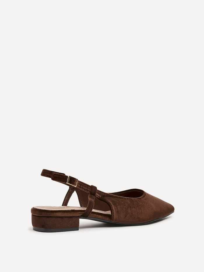 Clasica Brown Velvet Pointed Toe Ballet Flats