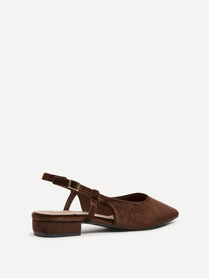 Clasica Brown Velvet Pointed Toe Ballet Flats