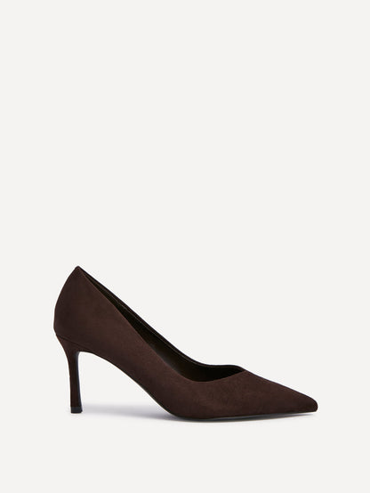 Classic Brown Faux Suede Court Heels
