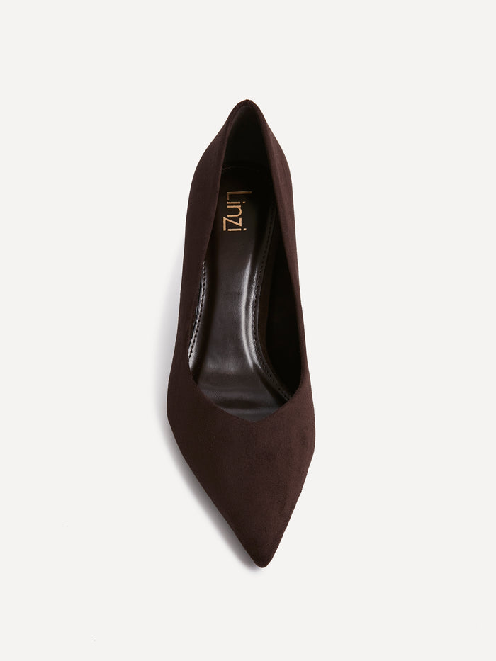 Classic Brown Faux Suede Court Heels