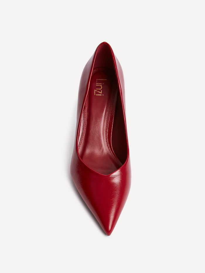 Classic Red Faux Leather Court Heels