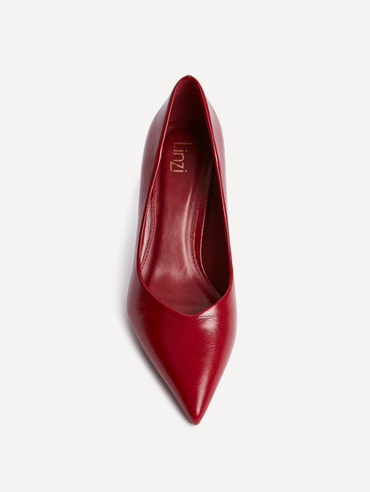 Classic Red Faux Leather Court Heels