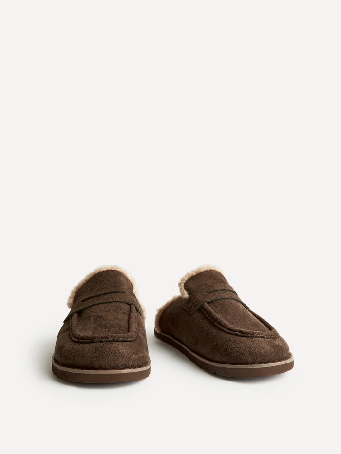 Collected Brown Faux Fur Mule Loafers