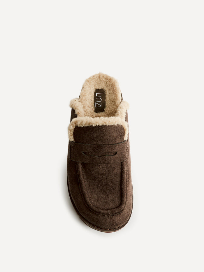 Collected Brown Faux Fur Mule Loafers