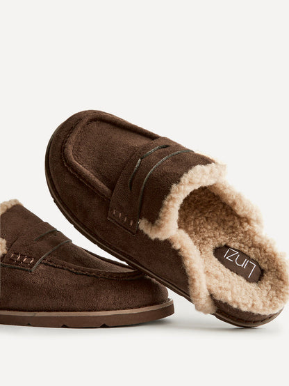 Collected Brown Faux Fur Mule Loafers