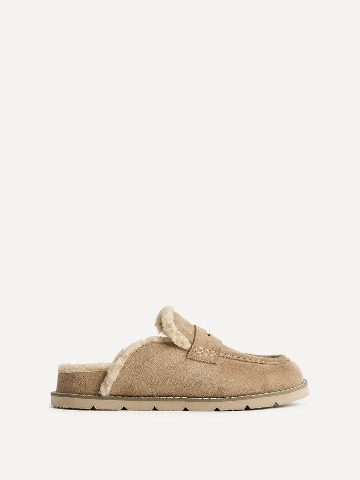 Collected Taupe Faux Fur Mule Loafers