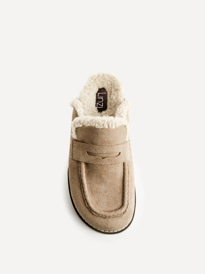 Collected Taupe Faux Fur Mule Loafers