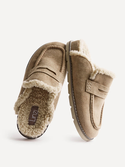 Collected Taupe Faux Fur Mule Loafers