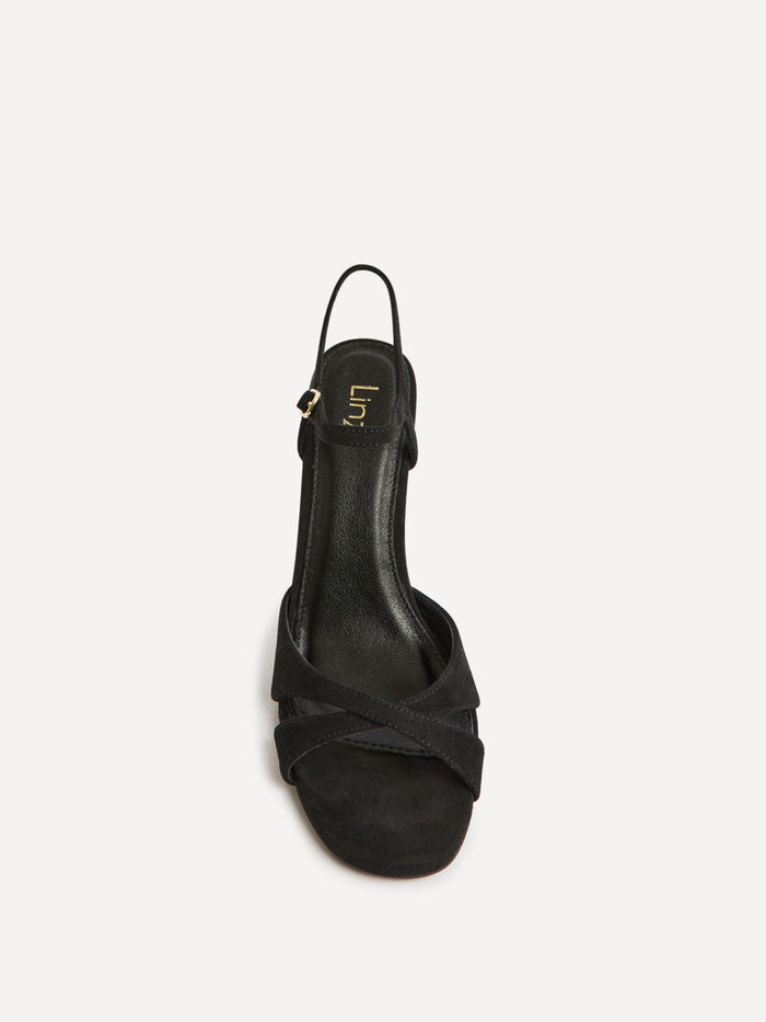 Compelled Black Faux Suede Stiletto Heeled Sandals