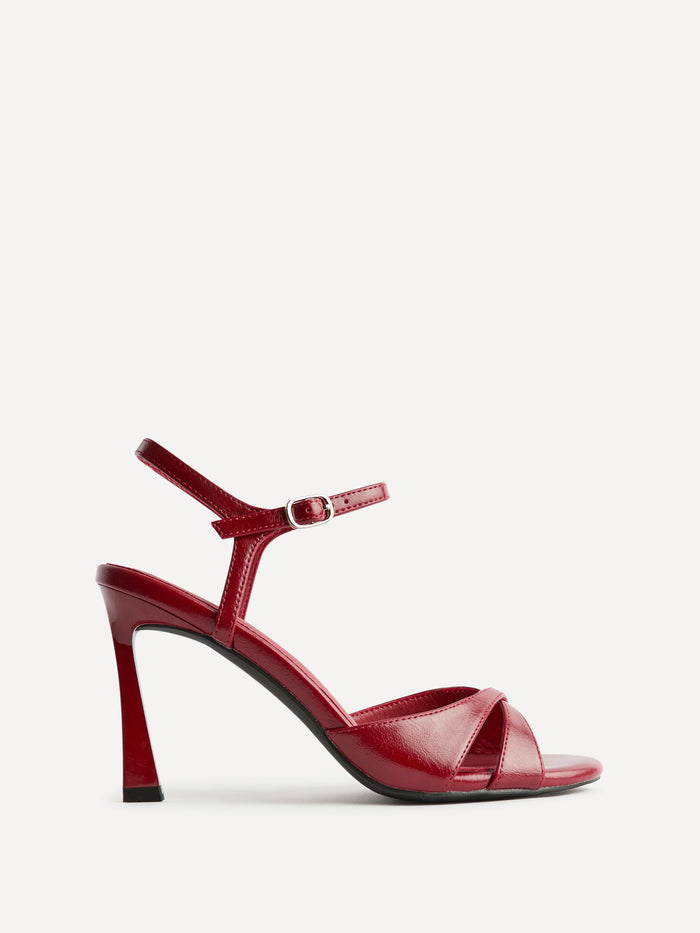 Compelled Red Stiletto Heeled Sandals