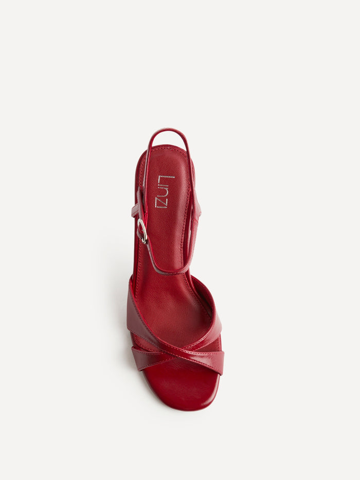 Compelled Red Stiletto Heeled Sandals