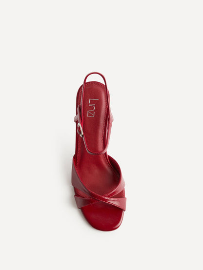 Compelled Red Stiletto Heeled Sandals