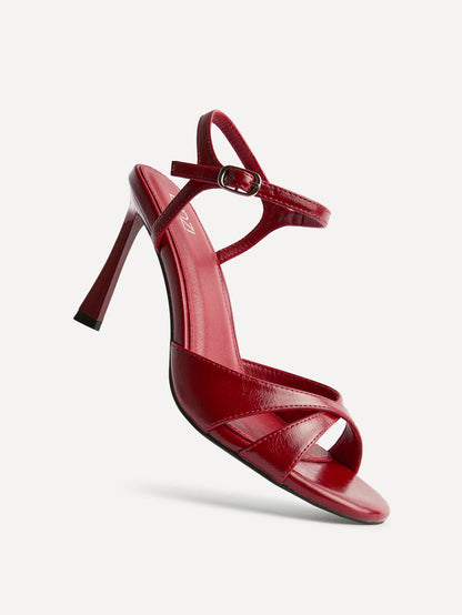 Compelled Red Stiletto Heeled Sandals