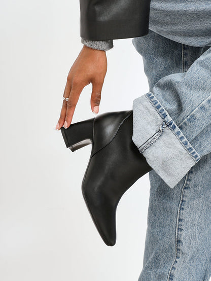 Cove Black Heeled Ankle Boots