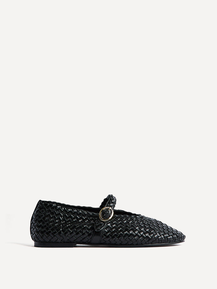 Debut Black Handwoven Ballet Flats