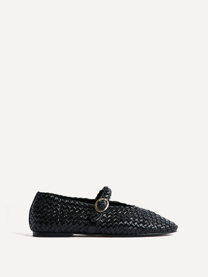 Debut Black Handwoven Ballet Flats